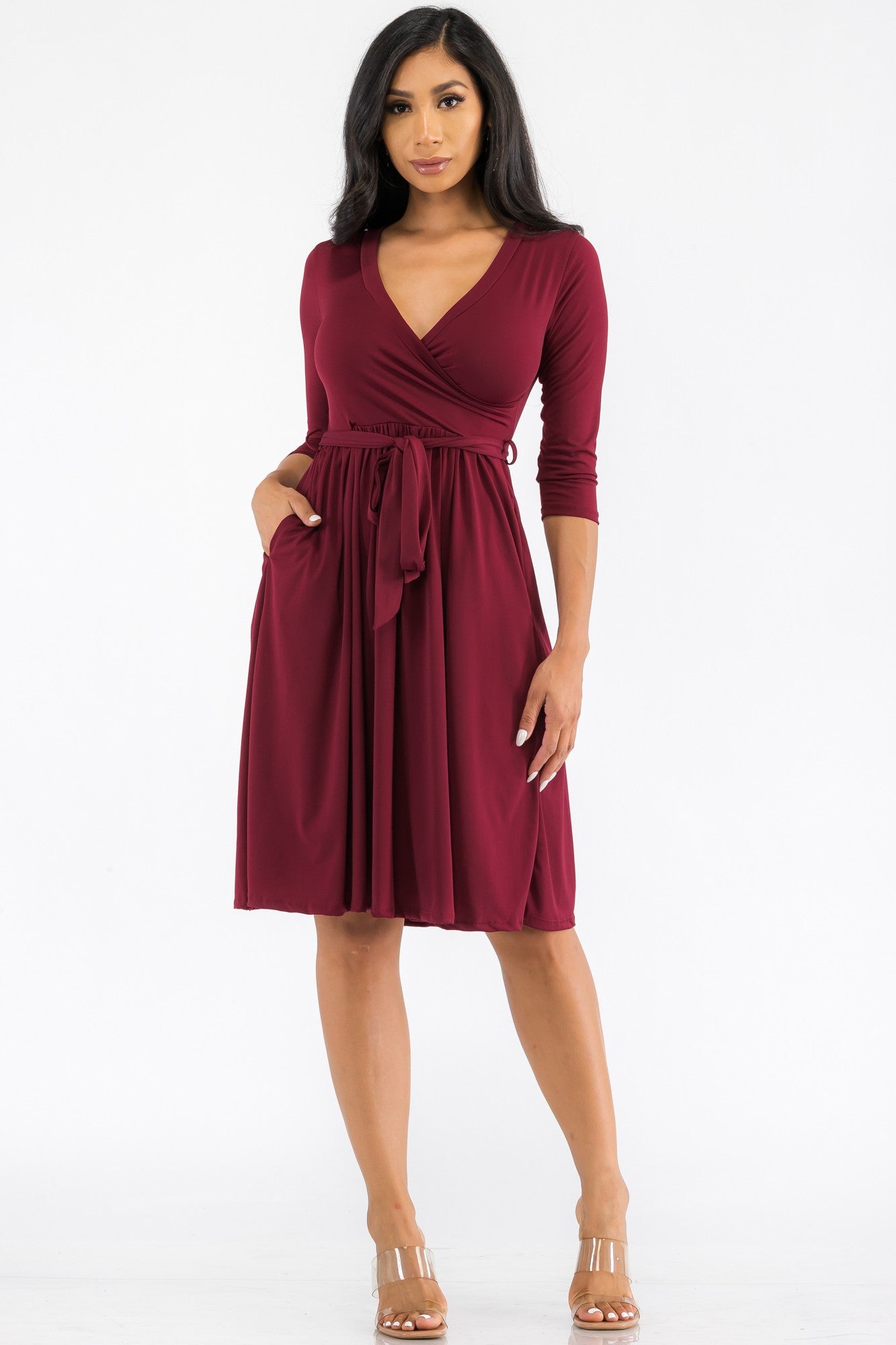 HH710R-SL - VESTIDO MIDI ENVOLVENTE