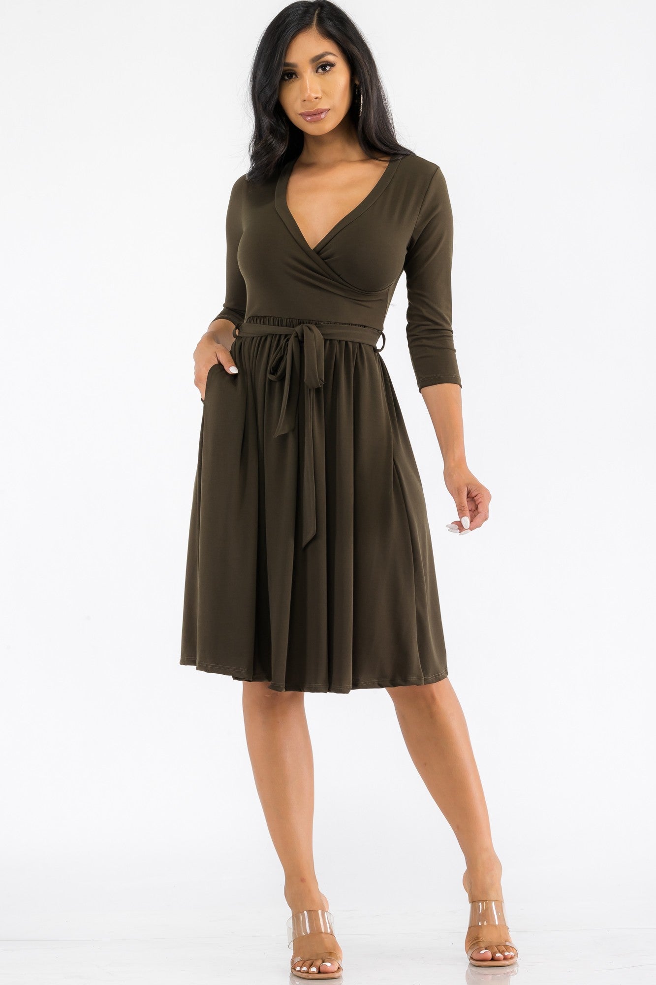 HH710R-SL - VESTIDO MIDI ENVOLVENTE