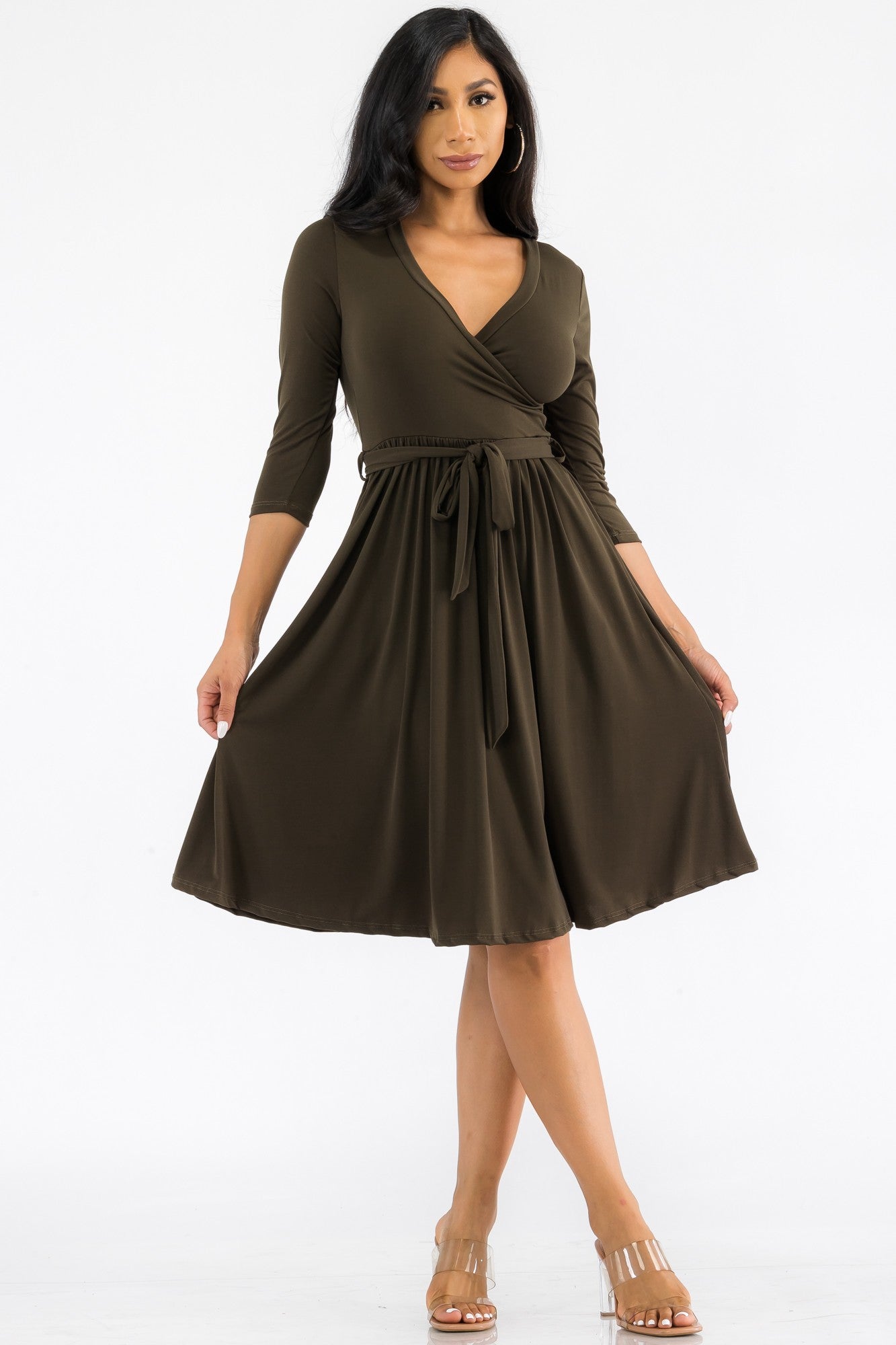 HH710R-SL - VESTIDO MIDI ENVOLVENTE
