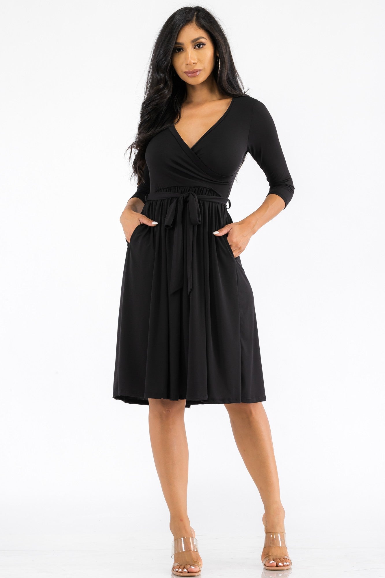 HH710R-SL - VESTIDO MIDI ENVOLVENTE