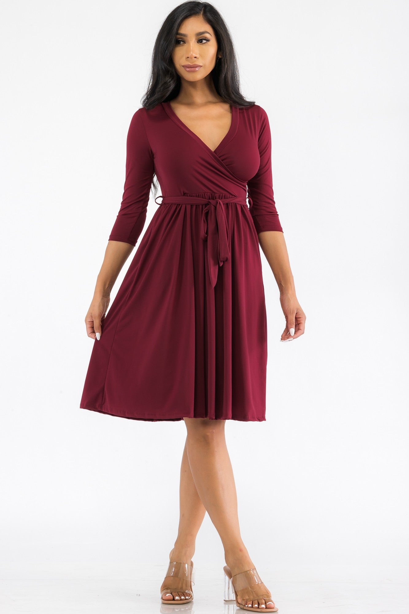 HH710R-SL - VESTIDO MIDI ENVOLVENTE