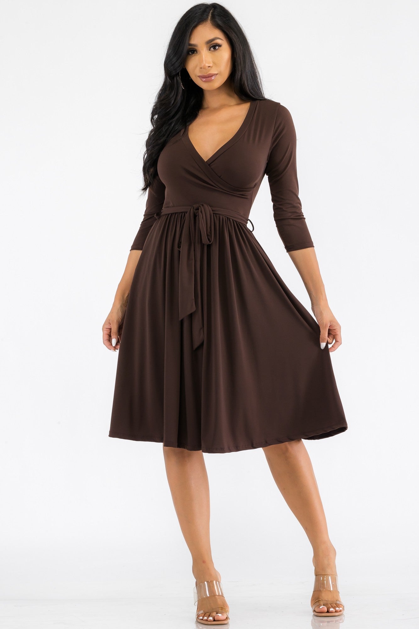 HH710R-SL - VESTIDO MIDI ENVOLVENTE