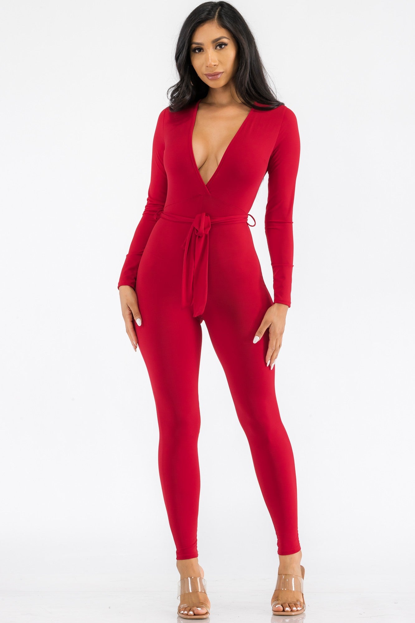 HH626R-SL - LONG SLEEVE BODYCON JUMPSUIT