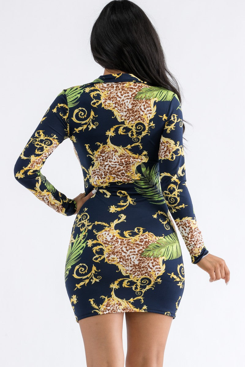 HH664X-PALM - VESTIDO MINI CON BOTONES
