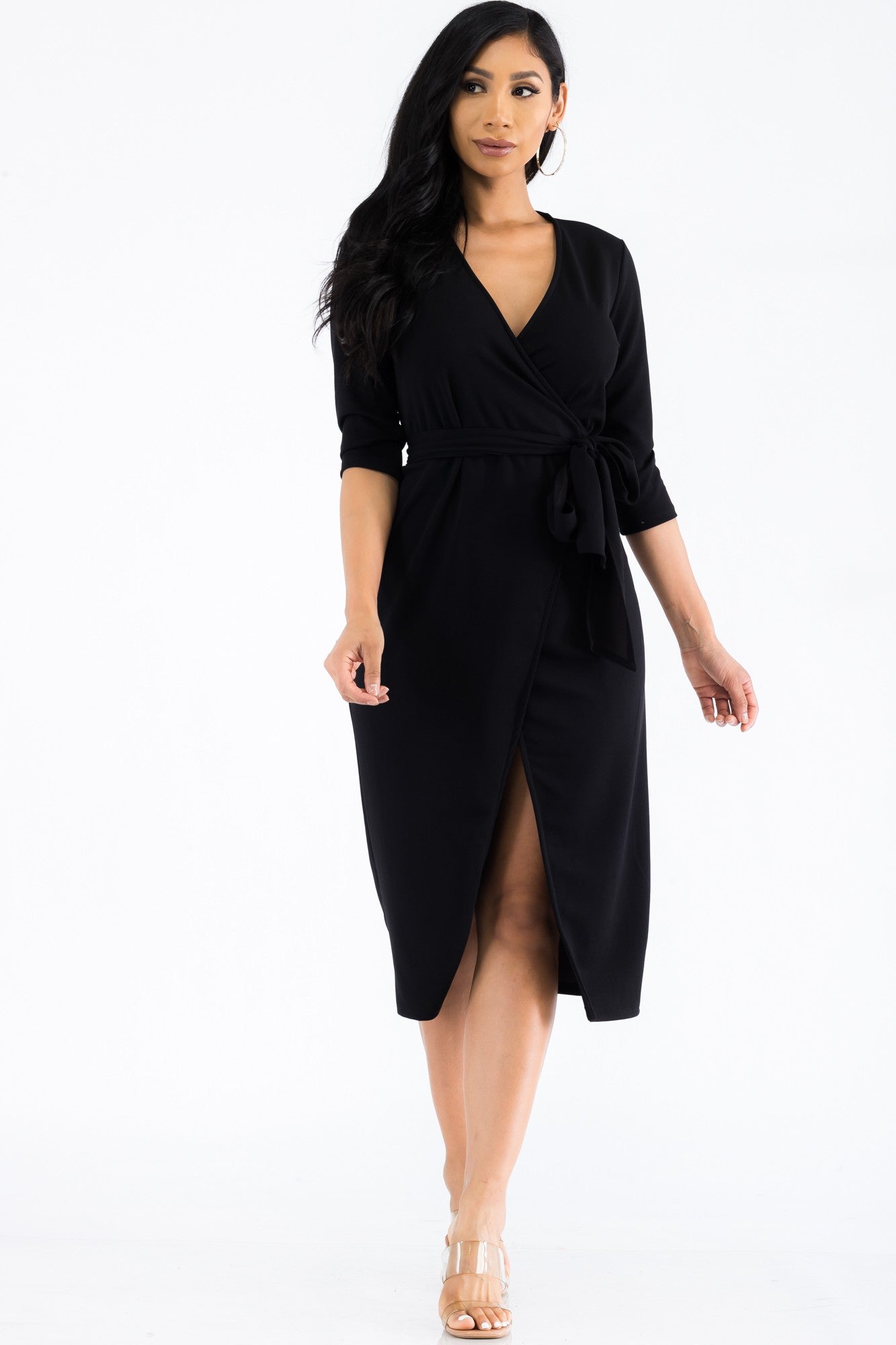HH535X-SL - VESTIDO CRUZADO MIDI