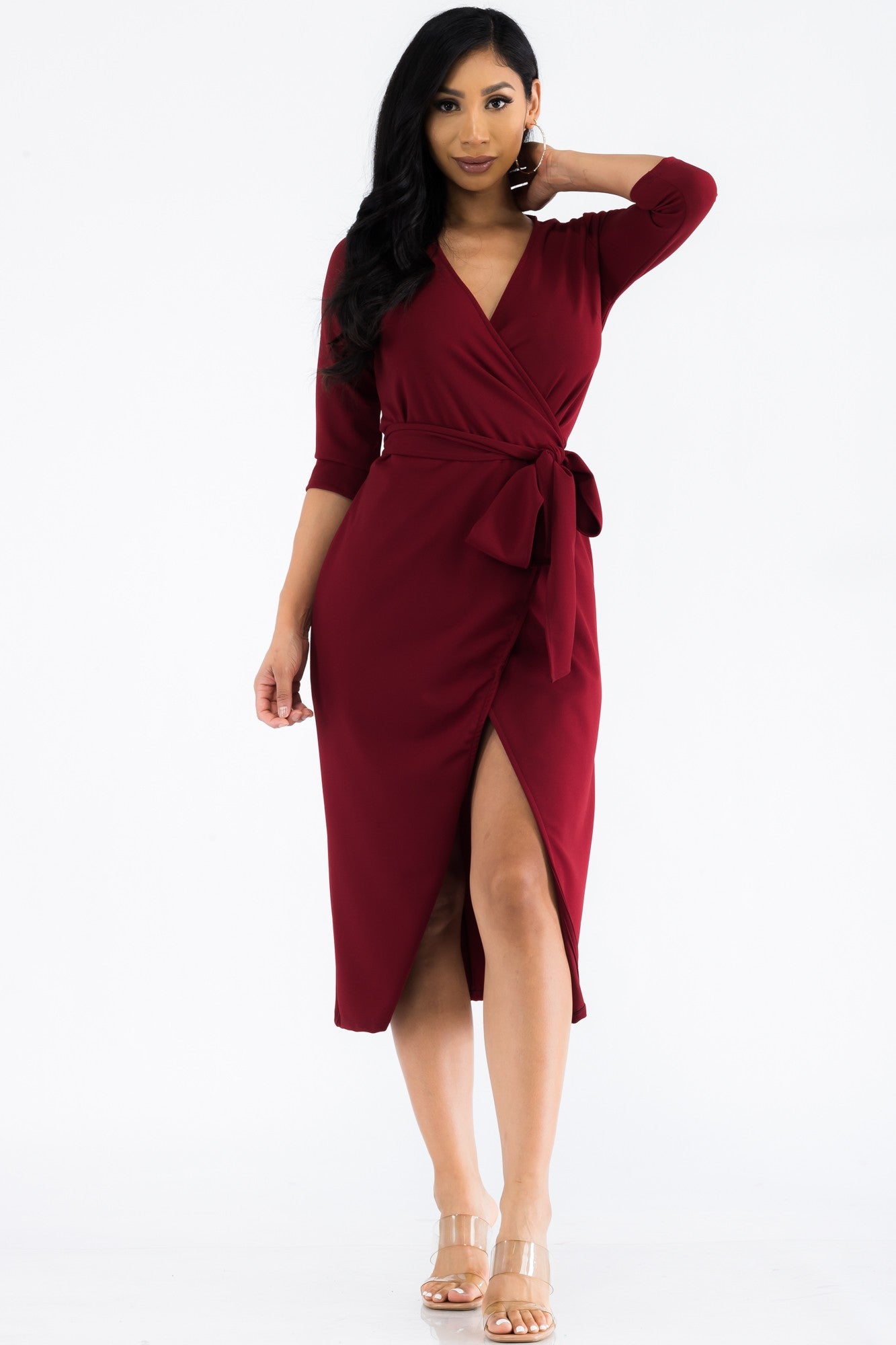 HH535X-SL - VESTIDO CRUZADO MIDI