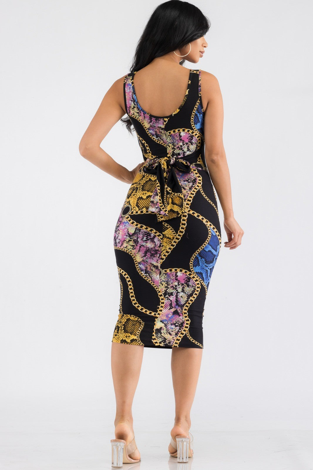 HH657R-CHAIN - CONJUNTO DE VESTIDO Y CÁRDIGAN DE 2 PIEZAS