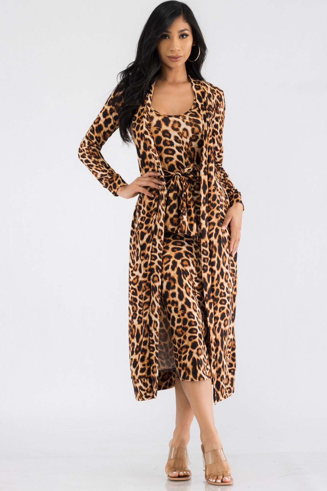 HH657R-LEO - CONJUNTO DE VESTIDO Y CÁRDIGAN DE 2 PIEZAS