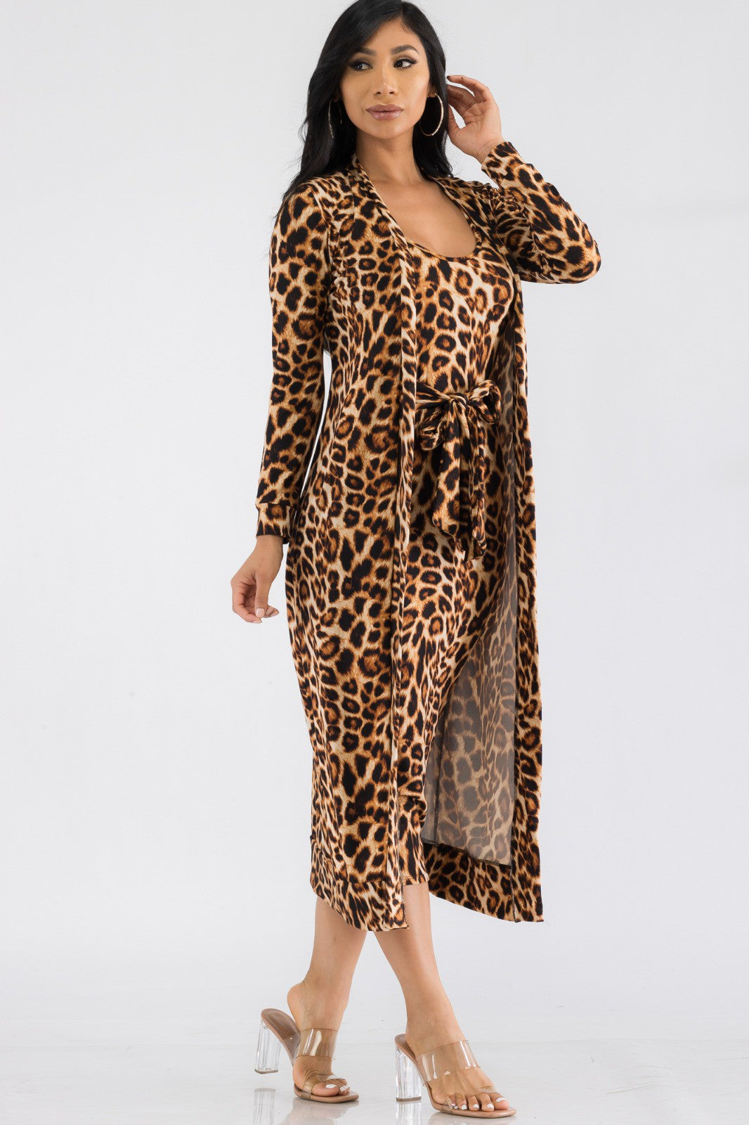 HH657R-LEO - CONJUNTO DE VESTIDO Y CÁRDIGAN DE 2 PIEZAS