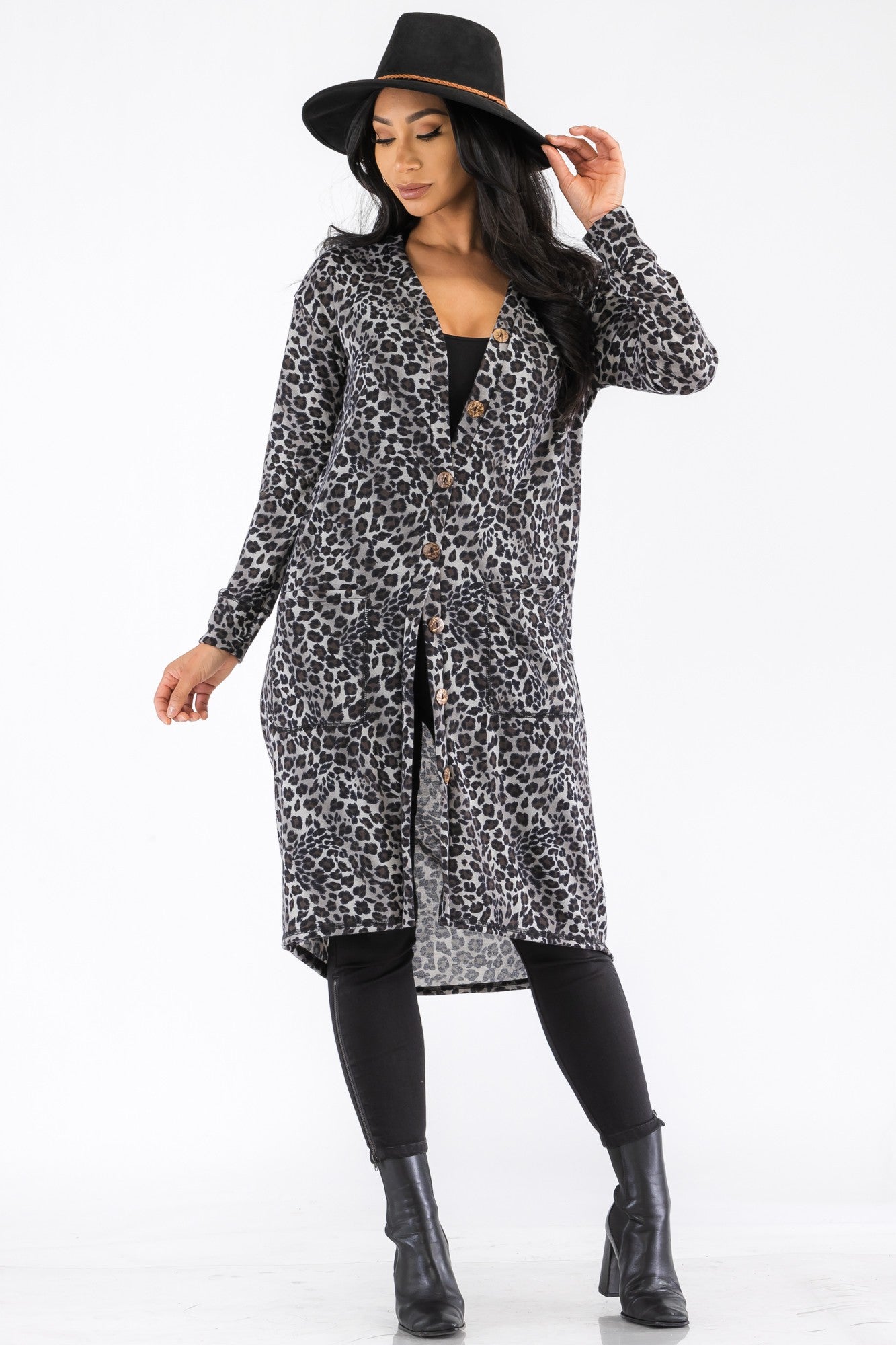 HH508R-CH - BUTTON DOWN CARDIGAN