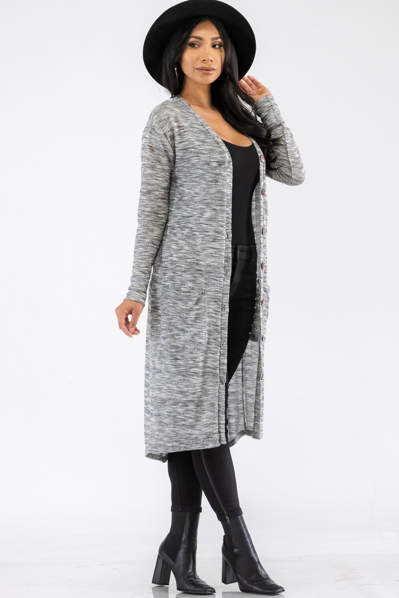 HH508R-SL - BUTTON DOWN CARDIGAN