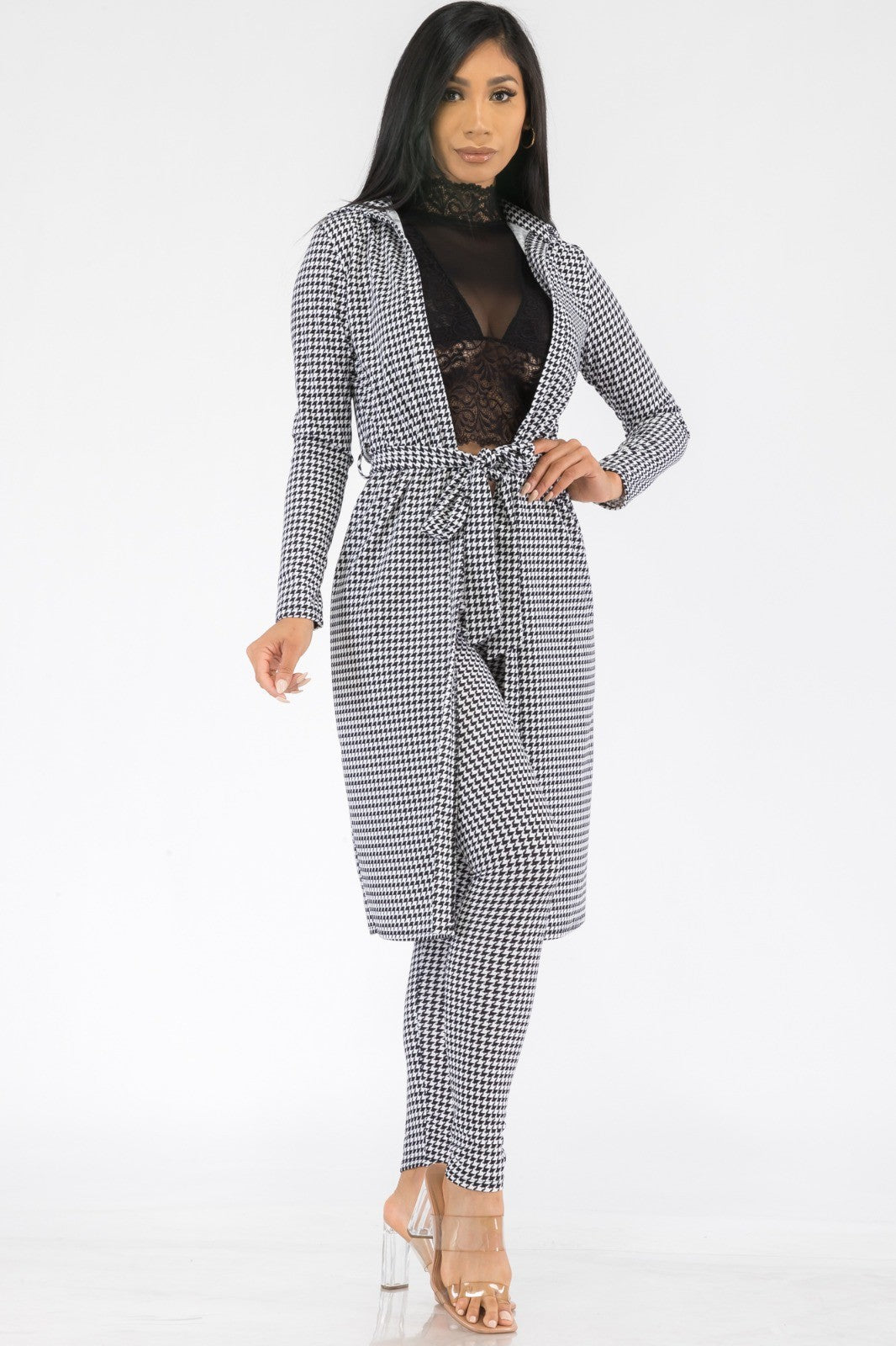 HH577R-HOUNDSTOOTH - 2 PC PANT SET