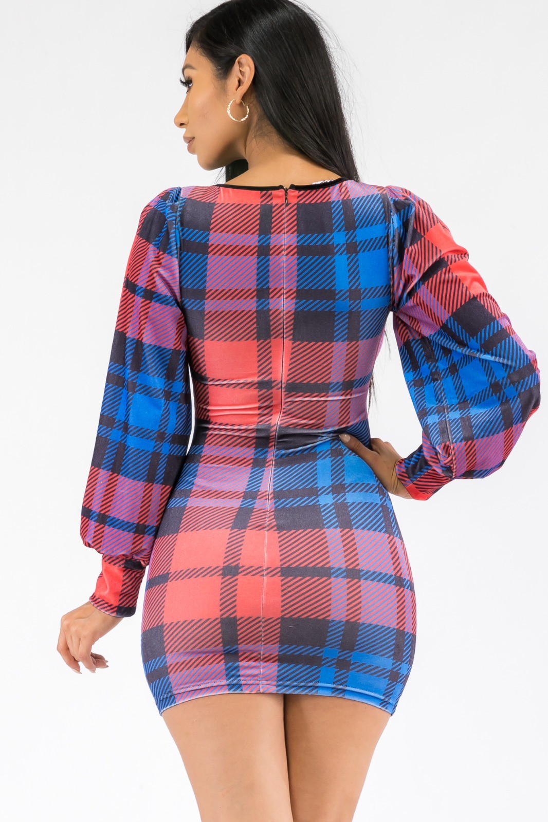 MD8377 - PLAID MINI DRESS