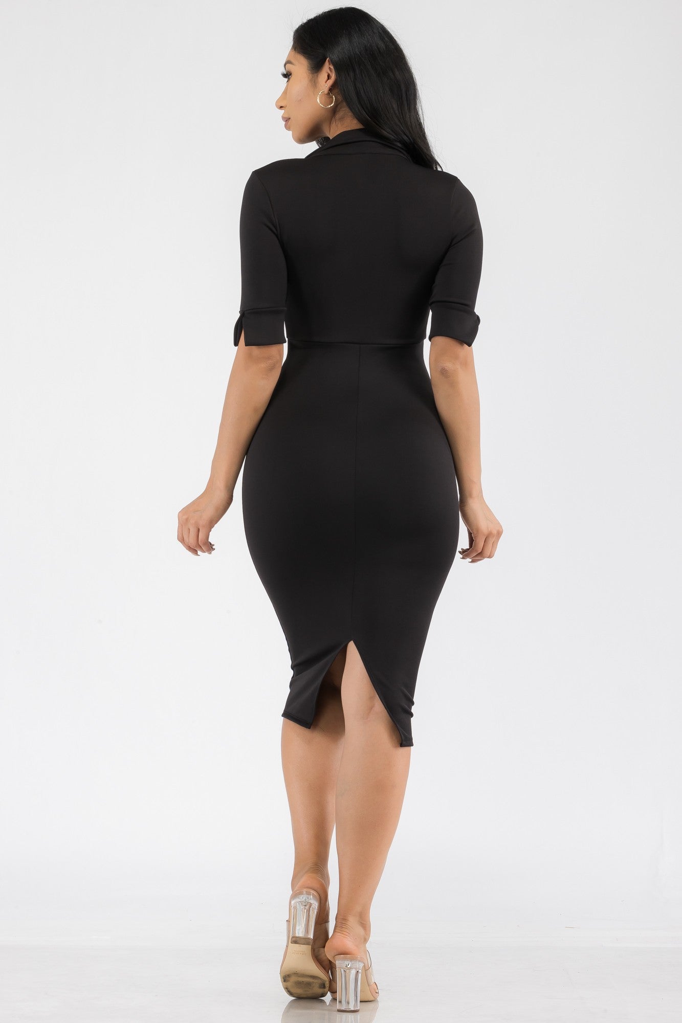HH714X-SOL - VESTIDO MIDI CON CUELLO