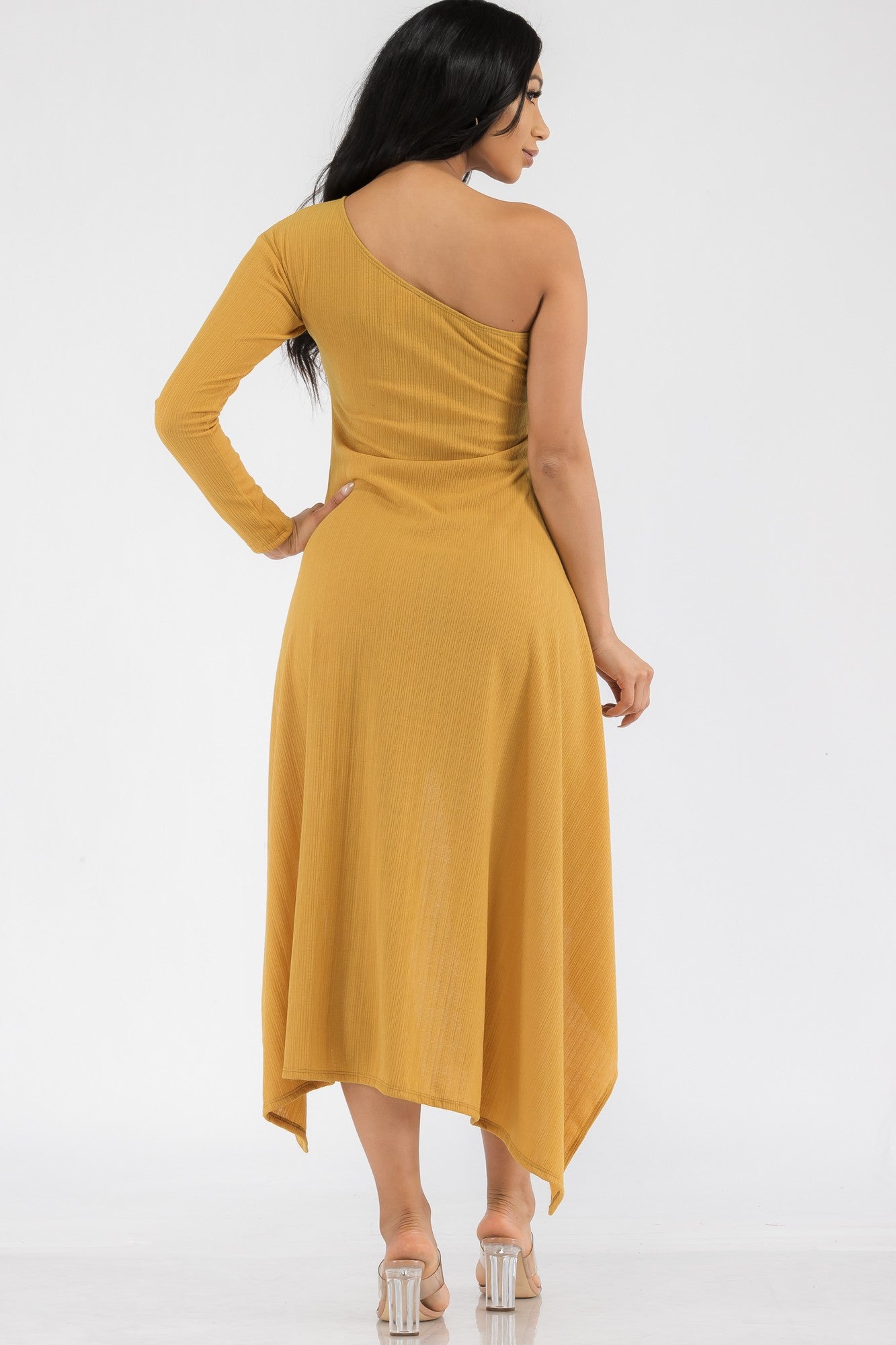 HH597R-SL - VESTIDO MAXI BAJO CON UN HOMBRO ALTO
