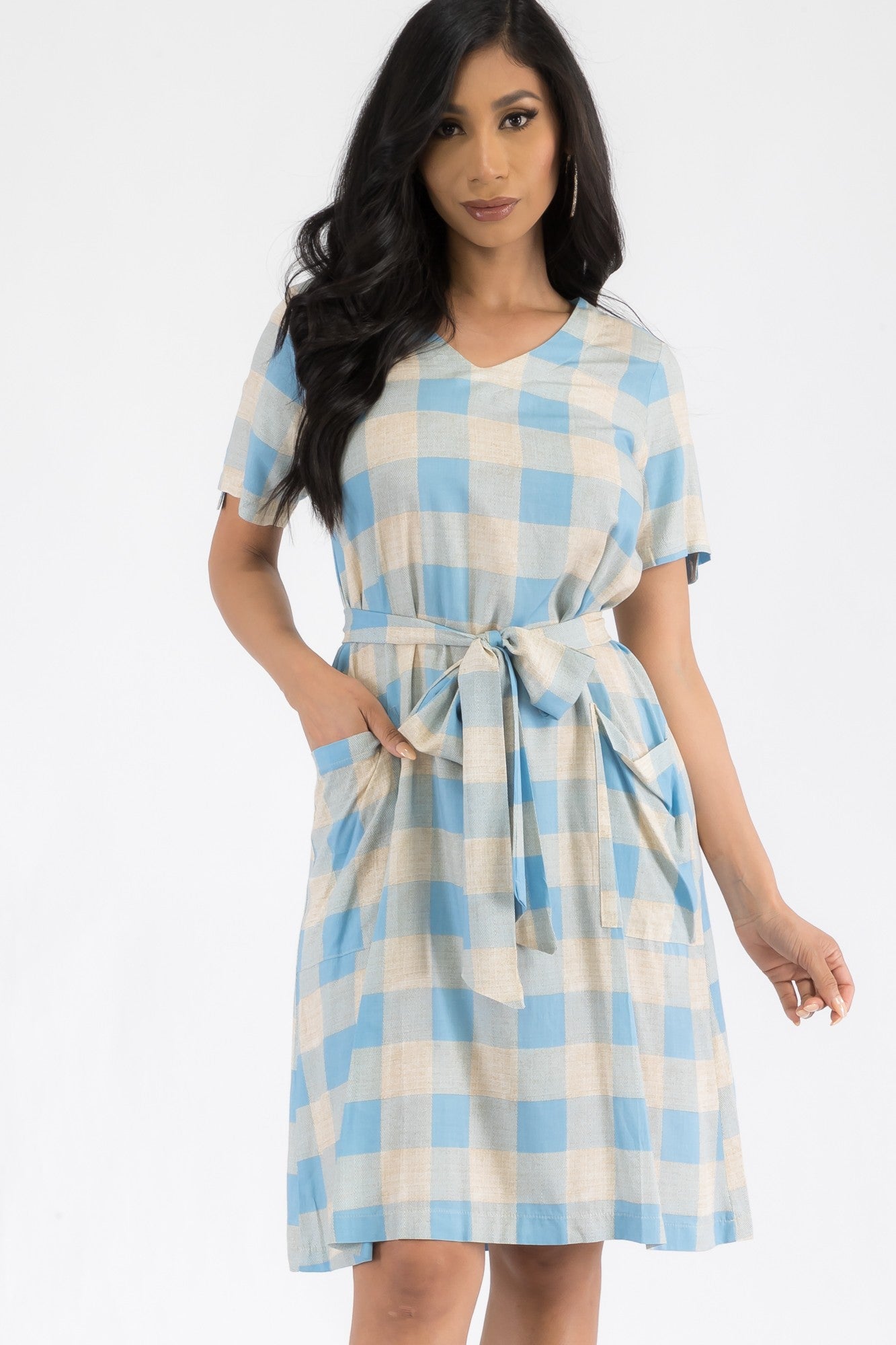 21314 - BUFFALO PLAID PRINT MIDI DRESS
