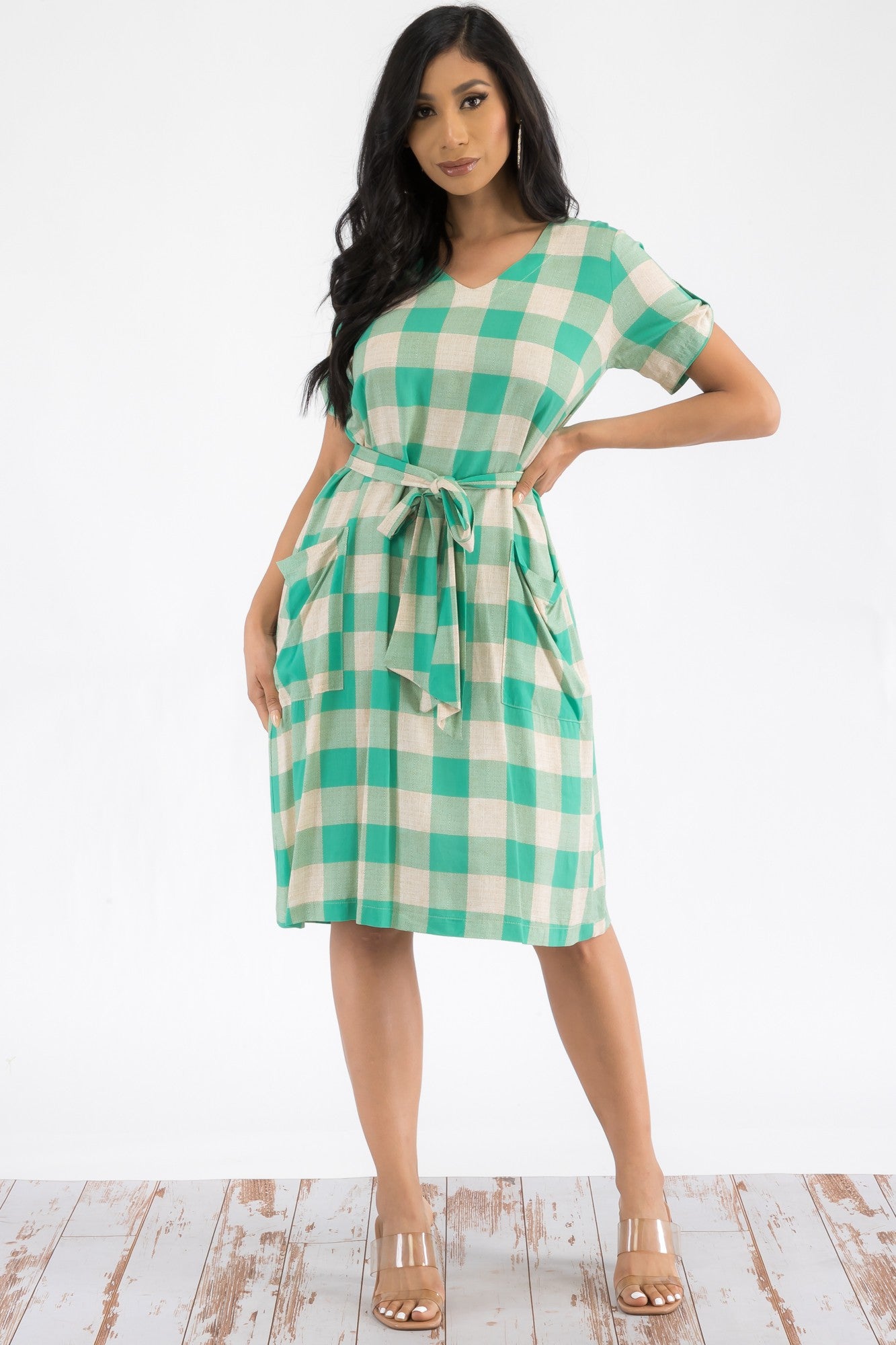 21314 - BUFFALO PLAID PRINT MIDI DRESS