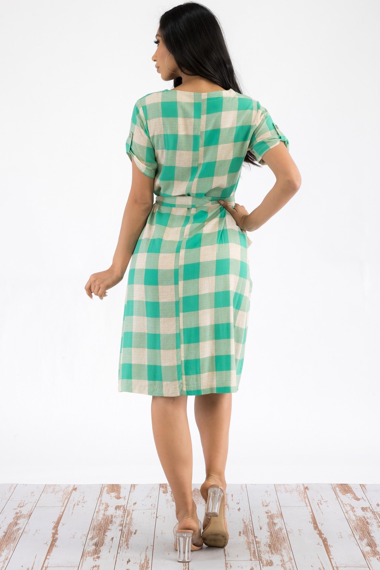 21314 - BUFFALO PLAID PRINT MIDI DRESS