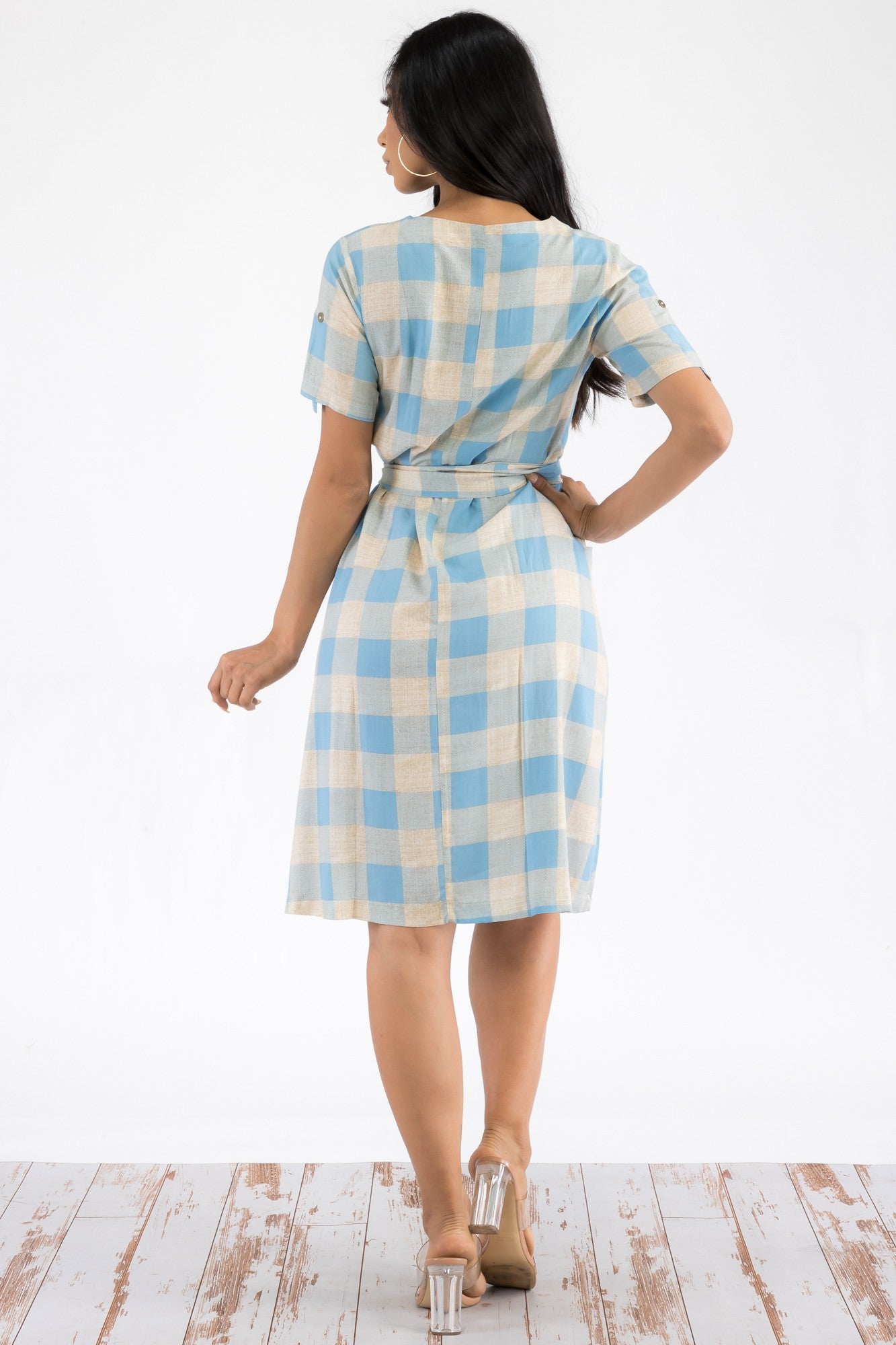 21314 - BUFFALO PLAID PRINT MIDI DRESS