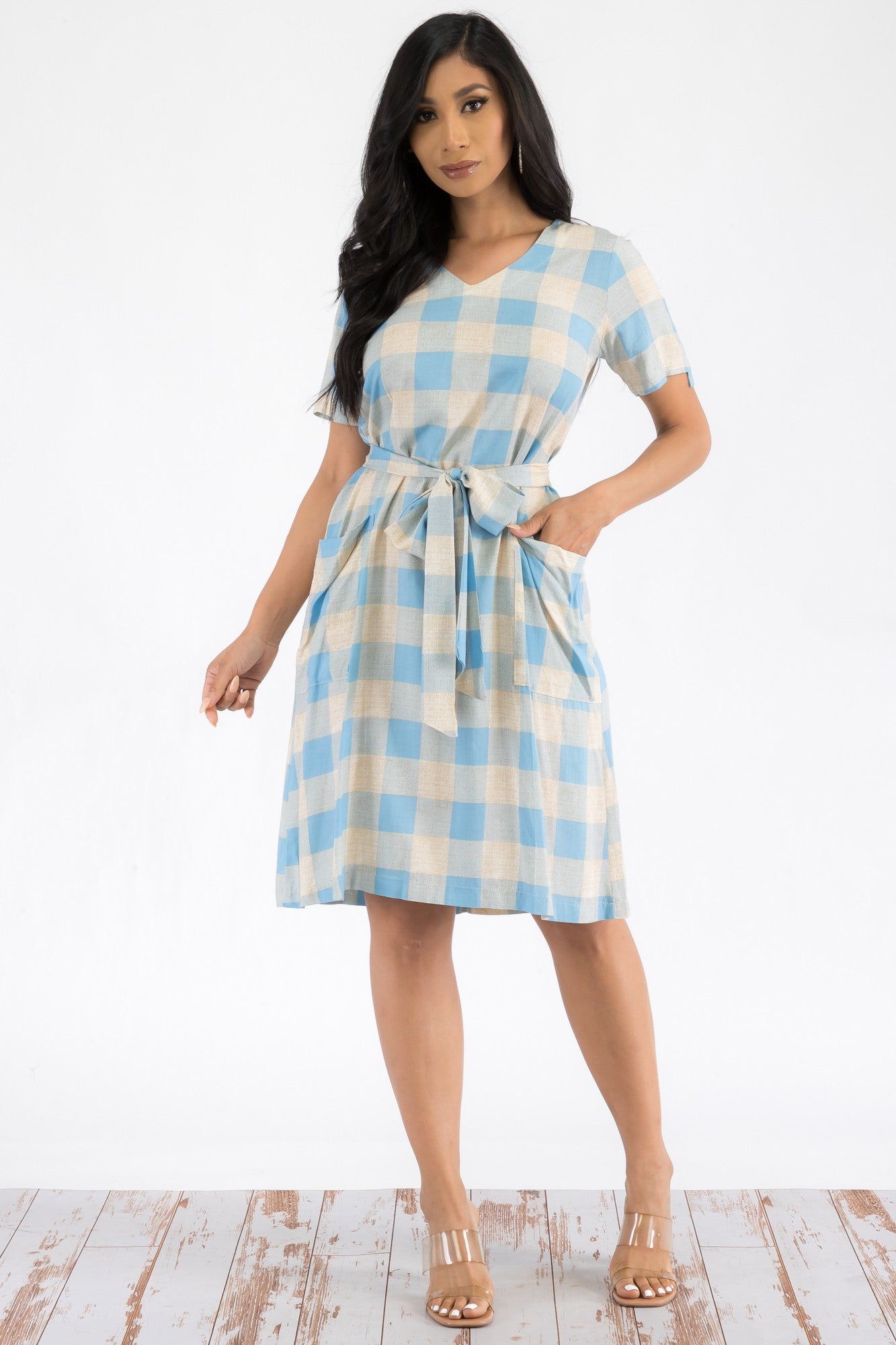 21314 - BUFFALO PLAID PRINT MIDI DRESS
