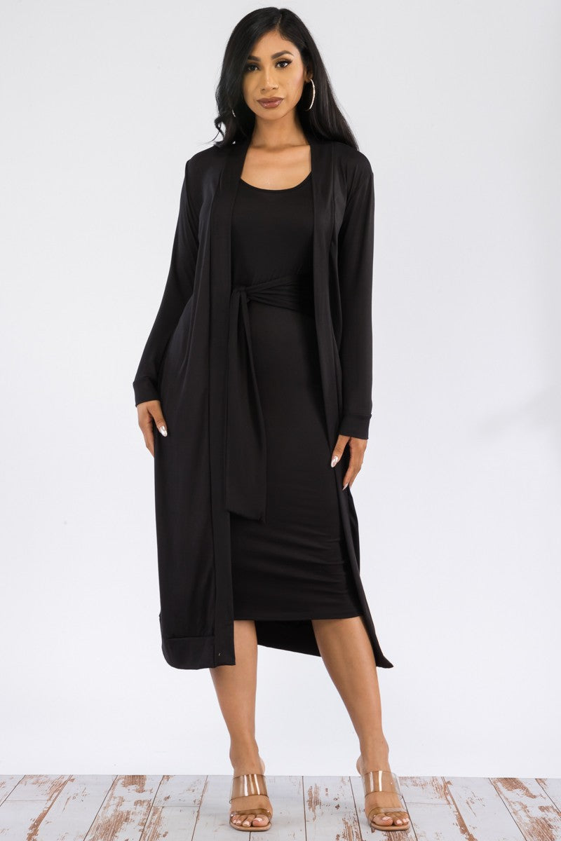 HH657X-SL-NEW - 2PC CARDIGAN AND DRESS SET