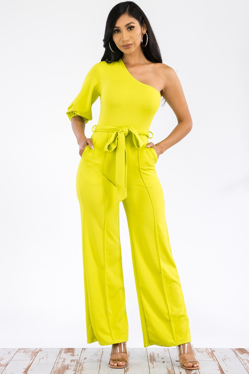 HH667R-SL-NEW - ONE SHOULDER JUMPSUIT