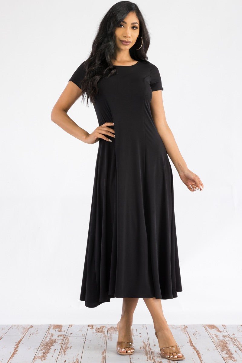 SAN144R-SL-N - VESTIDO MAXI MANGA CORTA