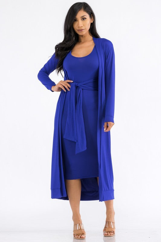 HH657X-SL-NEW - 2PC CARDIGAN AND DRESS SET