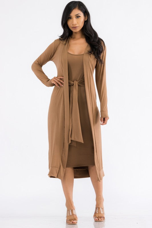 HH657X-SL-NEW - 2PC CARDIGAN AND DRESS SET