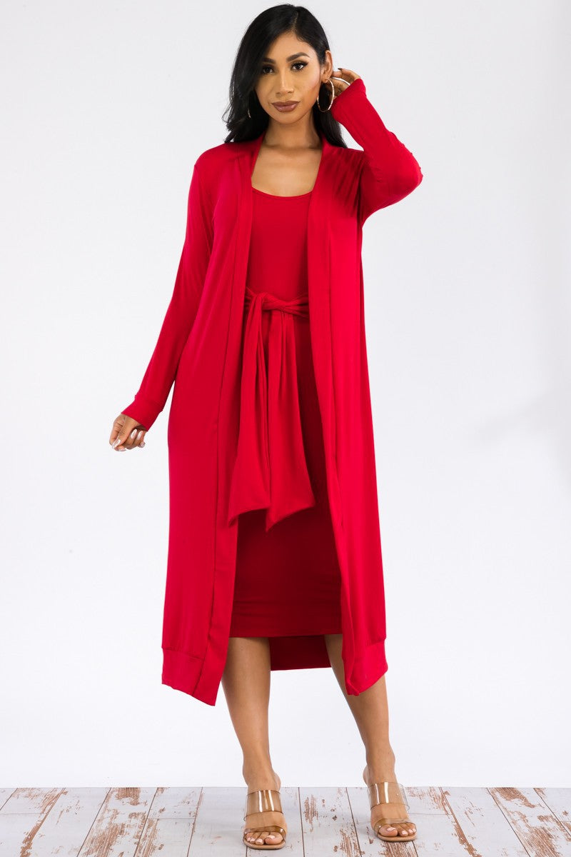 HH657X-SL-NEW - 2PC CARDIGAN AND DRESS SET