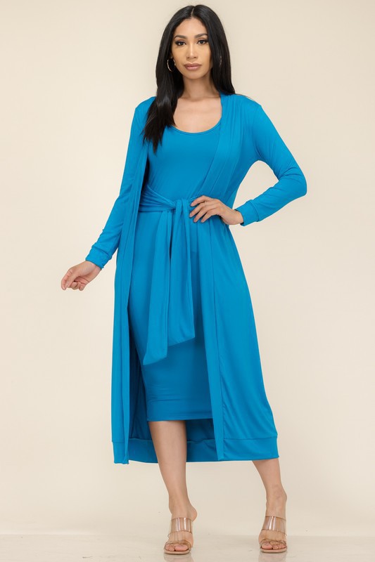 HH657X-SL-NEW - 2PC CARDIGAN AND DRESS SET