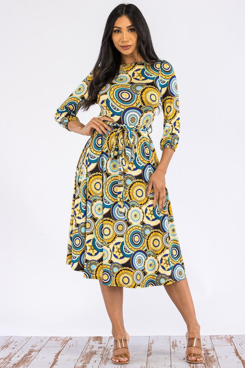 HH583R-RING - SELF TIE MIDI DRESS