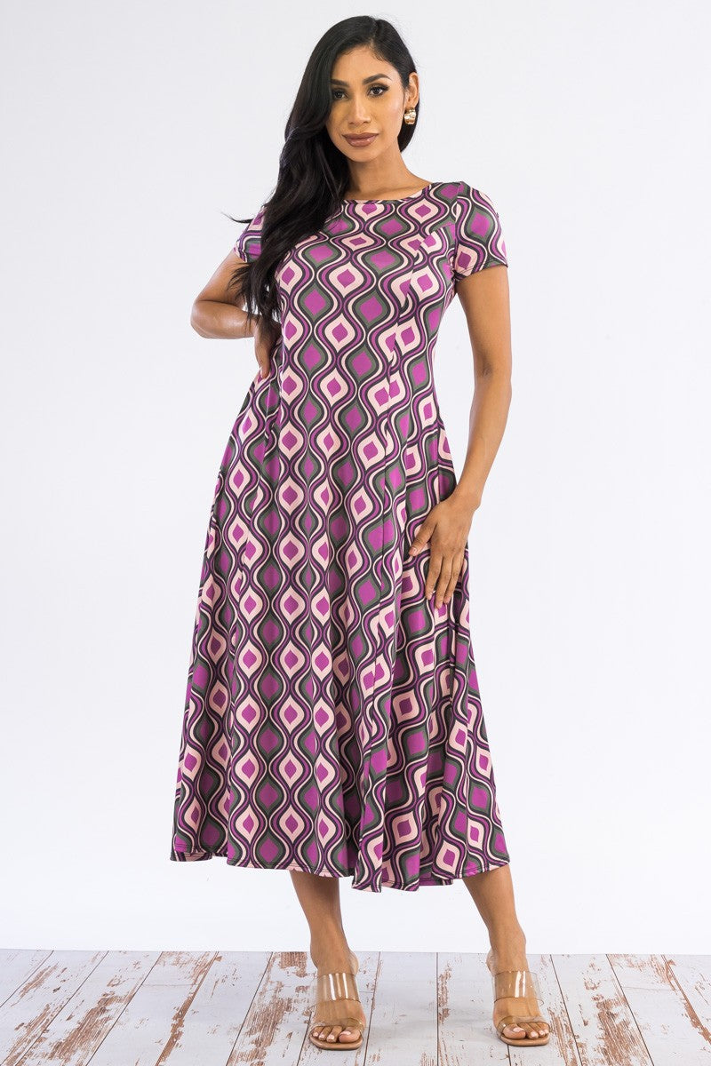 SAN144R-GEOMETRIC - VESTIDO MAXI MANGA CORTA