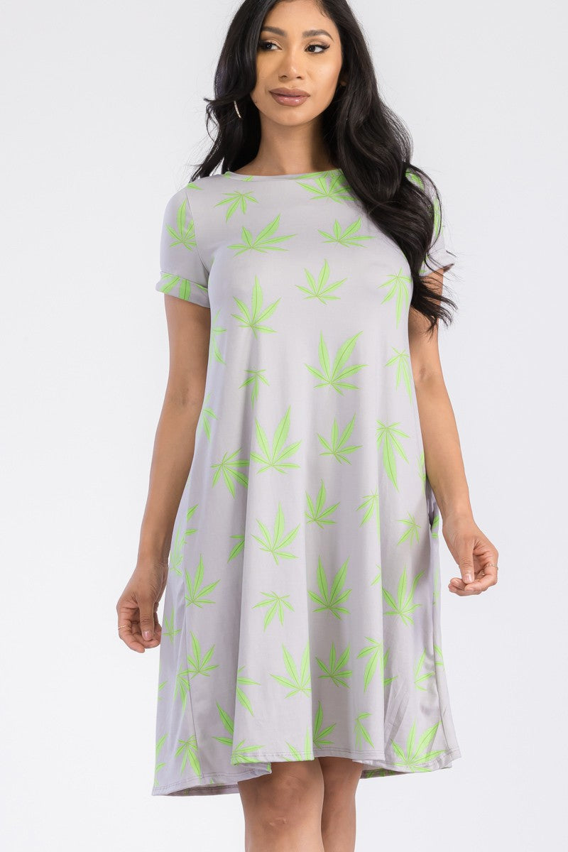 SAN136R-MARI - SHORT SLEEVE TUNIC DRESS