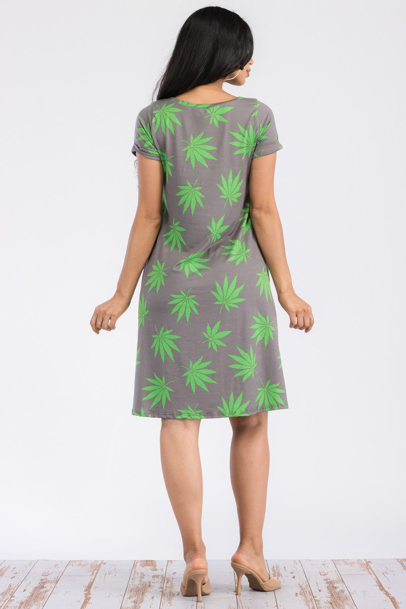 SAN136R-MARI - SHORT SLEEVE TUNIC DRESS