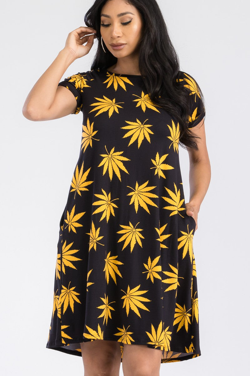 SAN136R-MARI - SHORT SLEEVE TUNIC DRESS