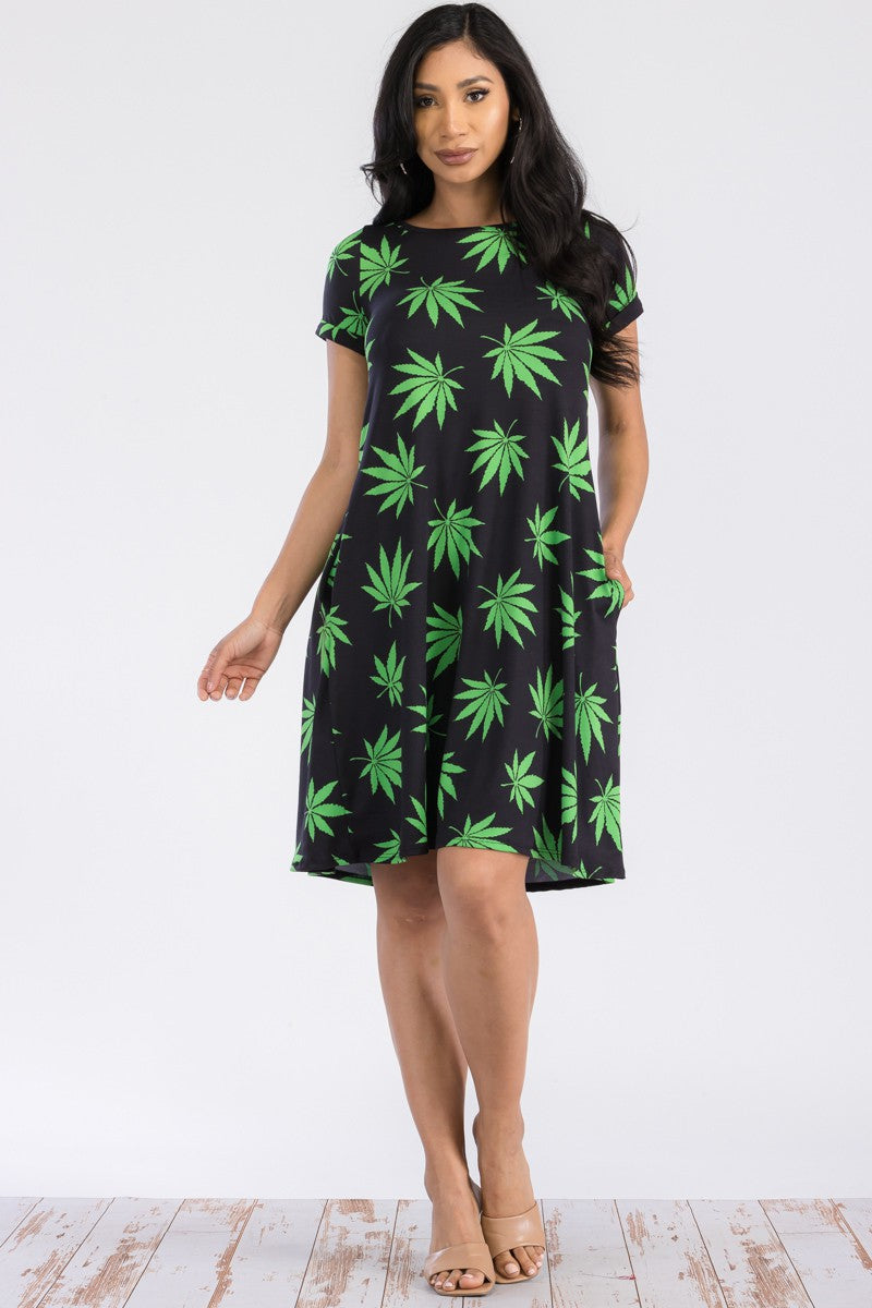 SAN136R-MARI - SHORT SLEEVE TUNIC DRESS