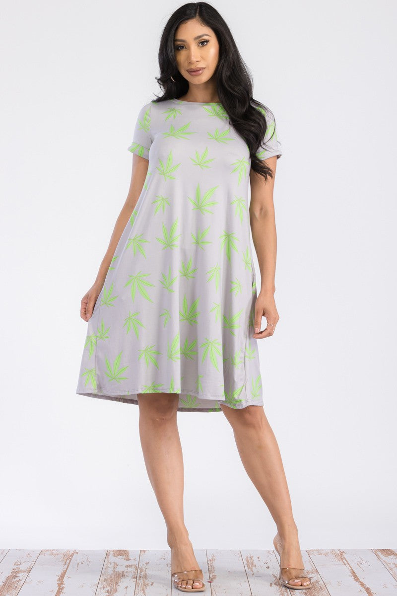 SAN136R-MARI - SHORT SLEEVE TUNIC DRESS