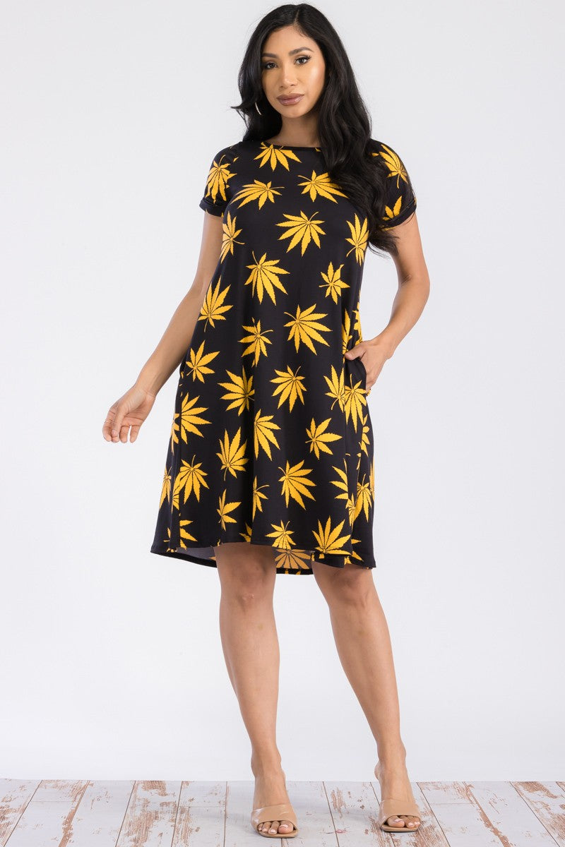 SAN136R-MARI - SHORT SLEEVE TUNIC DRESS
