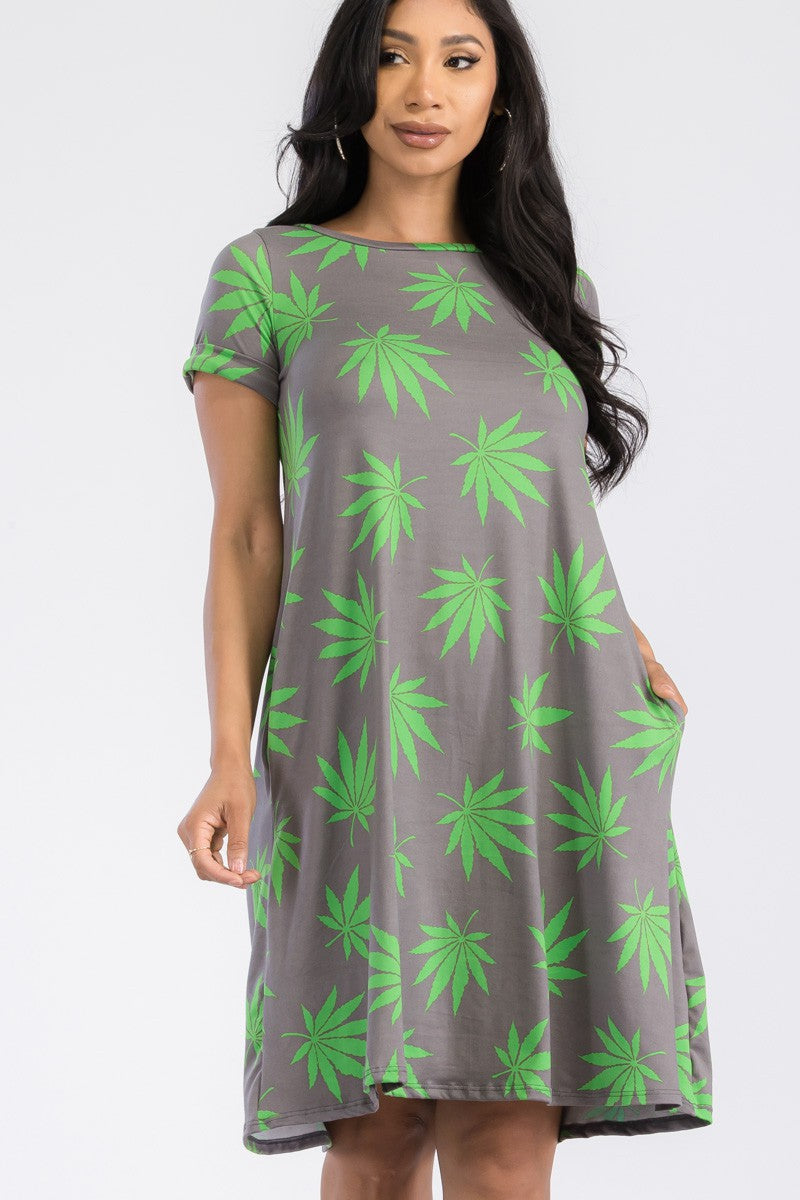 SAN136R-MARI - SHORT SLEEVE TUNIC DRESS