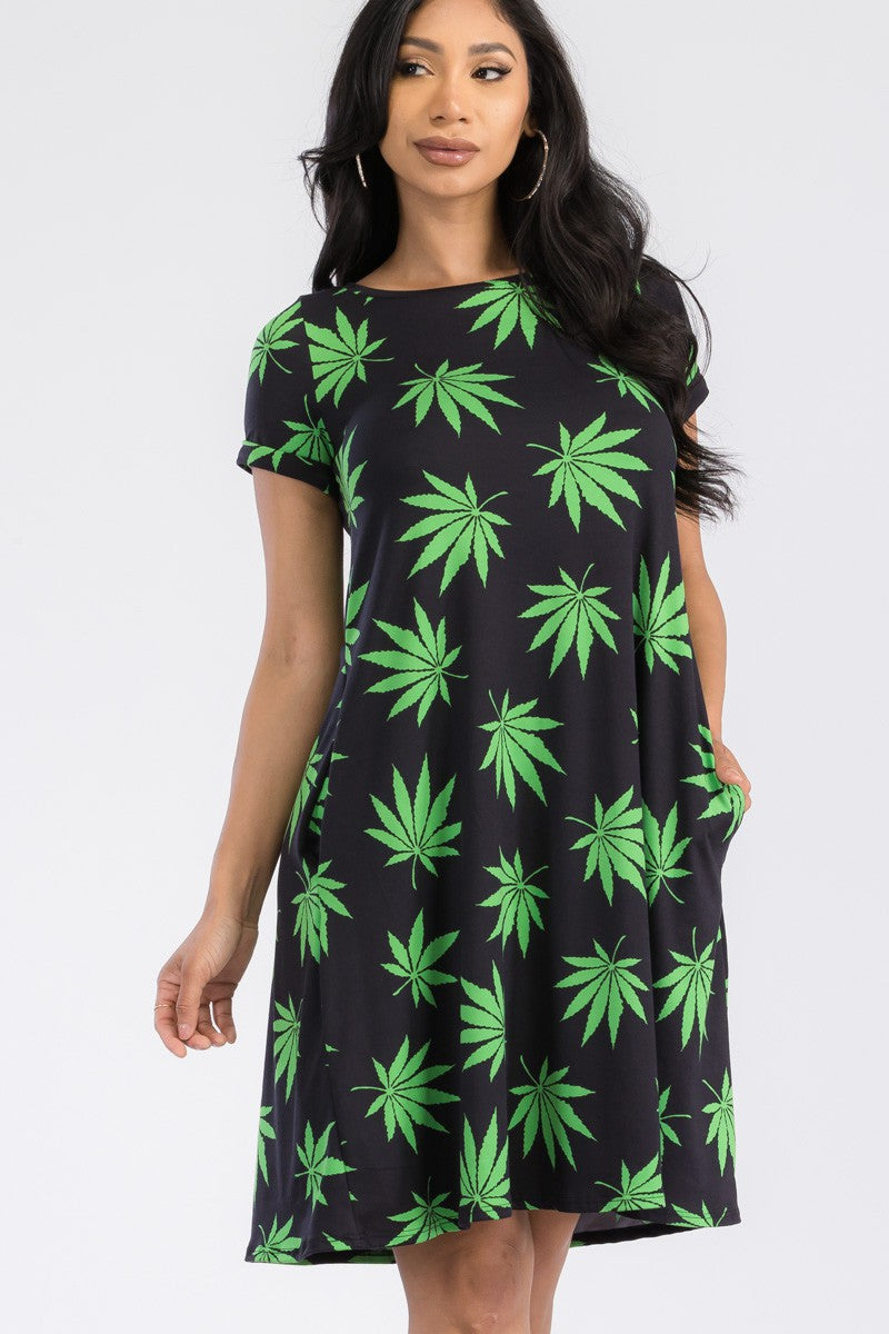 SAN136R-MARI - SHORT SLEEVE TUNIC DRESS