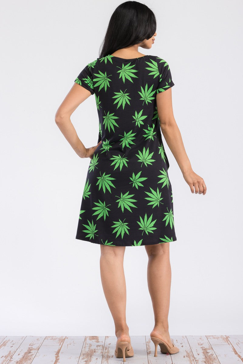 SAN136R-MARI - SHORT SLEEVE TUNIC DRESS