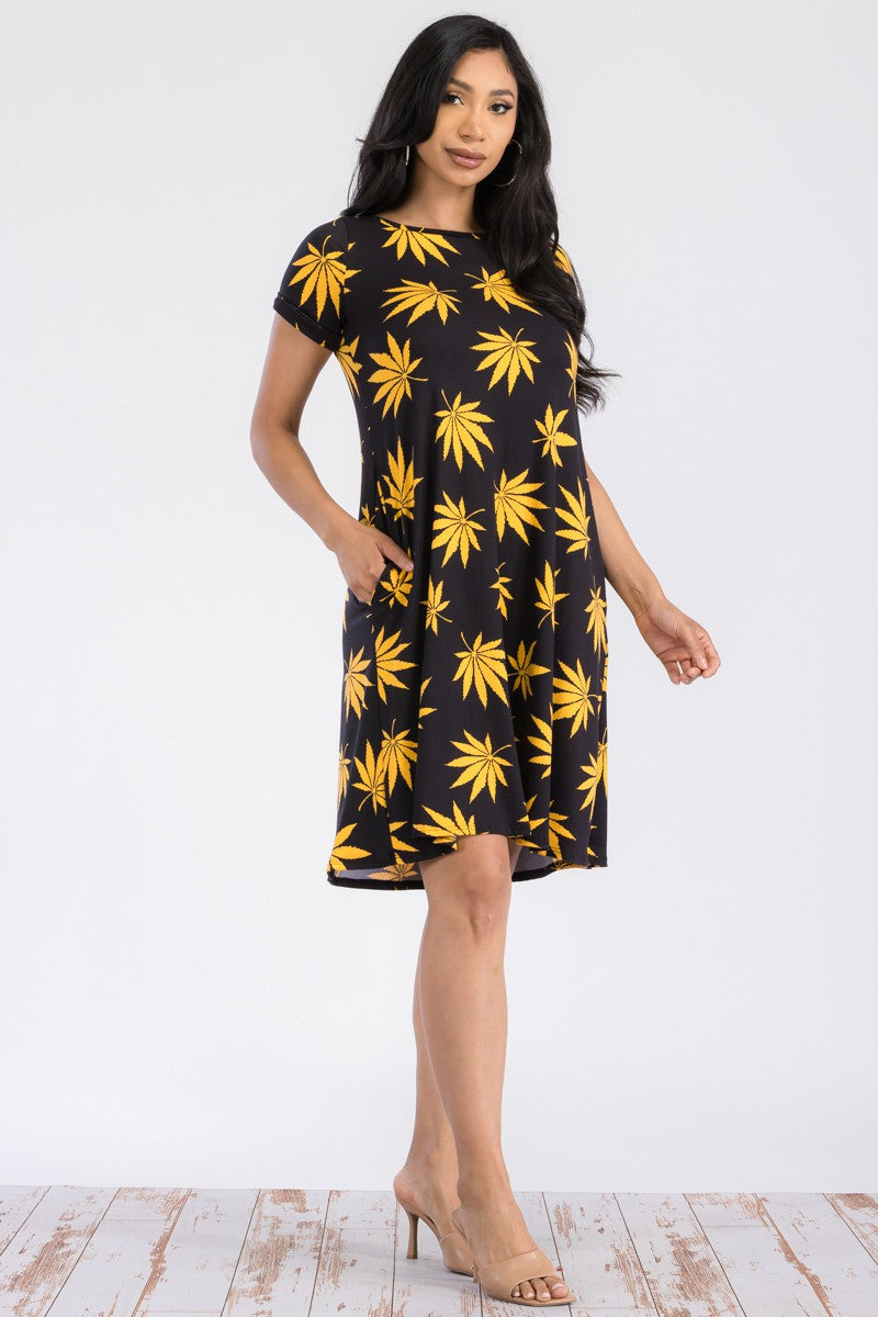 SAN136R-MARI - SHORT SLEEVE TUNIC DRESS