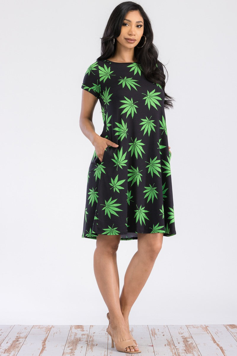SAN136R-MARI - SHORT SLEEVE TUNIC DRESS