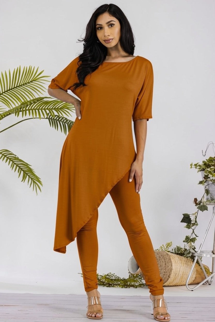 HH679R-X2 - PLUS SIZE 2 PC TOP AND LEGGING SET