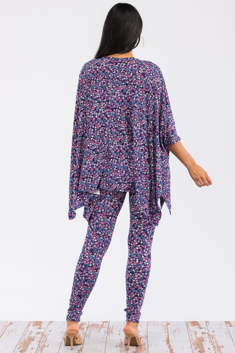 HH637R-FLORAL1 2 PC TOP AND BOTTOM SET