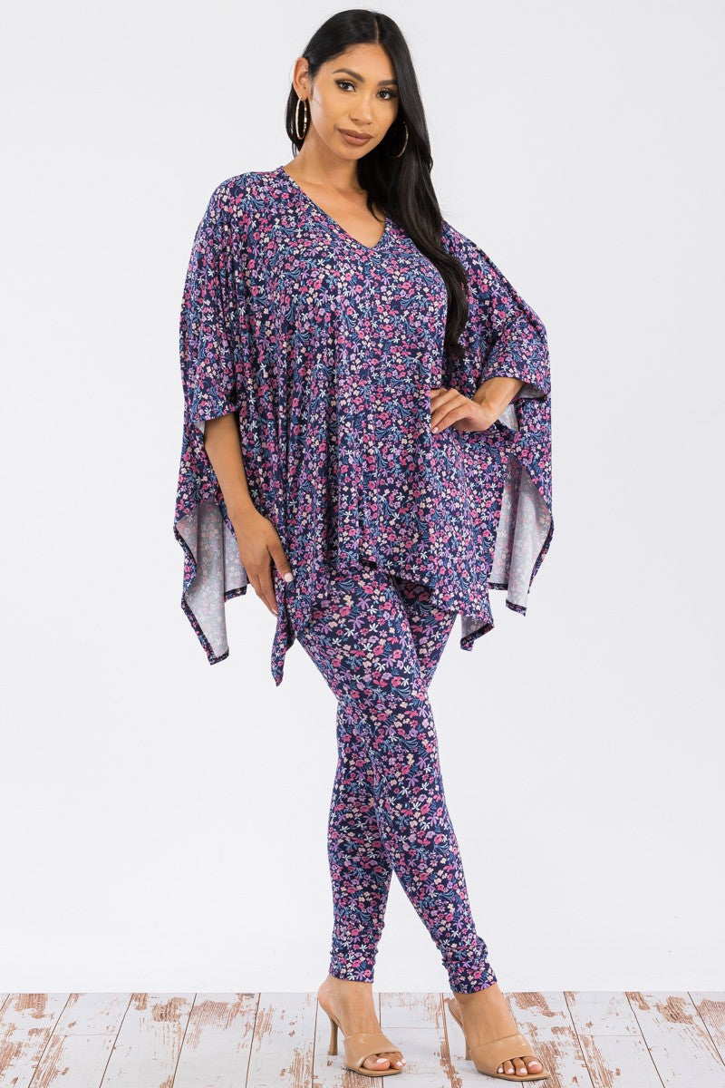 HH637R-FLORAL1 2 PC TOP AND BOTTOM SET