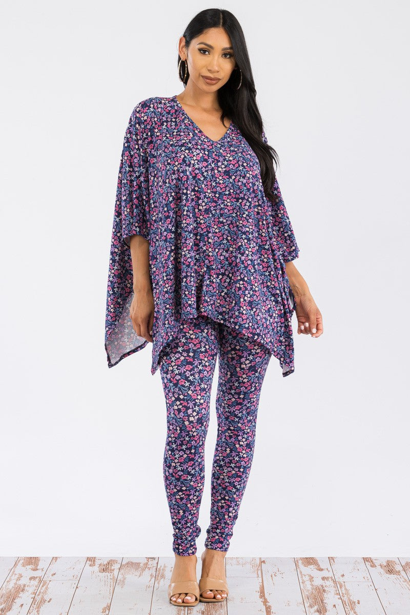 HH637X-FLORAL1 2 PC TOP AND BOTTOM SET