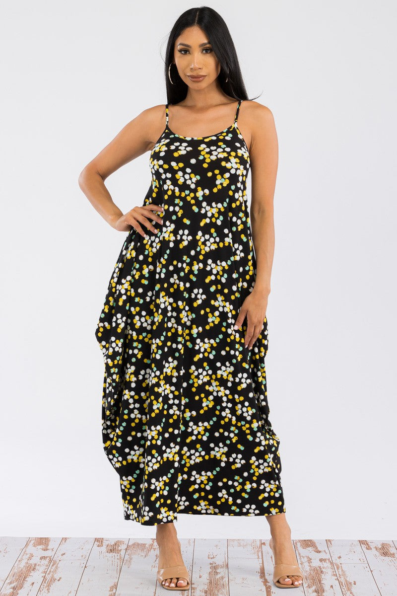 HH645X-MULTIDOTS - VESTIDO MAXI MANGA CORTA