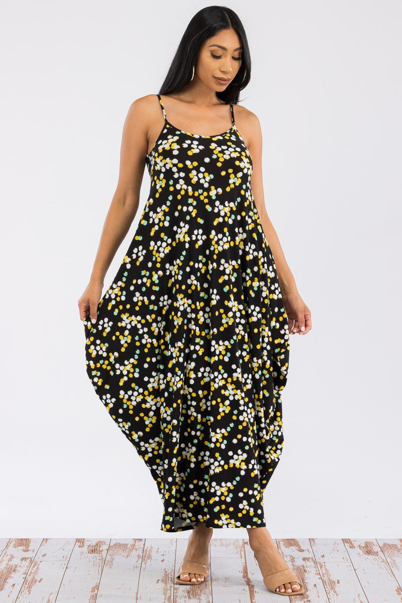 HH645X-MULTIDOTS - VESTIDO MAXI MANGA CORTA